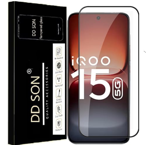Image of DD SON Tempered Glass for iQOO 15 (6.59 Inch) With Installation Kit | Military-Grade Gorilla Screen Protector | Edge to Edge Coverage | Black