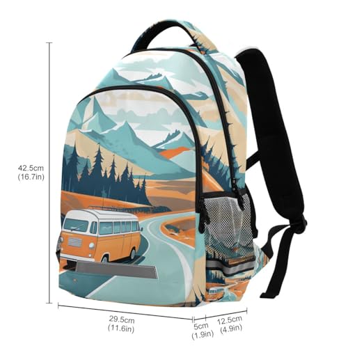 Kids Backpack Vintage Camper Van Daypack for School and Travel3