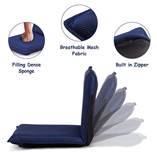 Image of Giantex Adjustable Mesh Floor Sofa Chair, 6-Position Multi-Angle Padded Floor Chair, Cushioned Back Support Versatile, Video Game Chairs for Meditation Seminars Reading TV Watching or Gaming