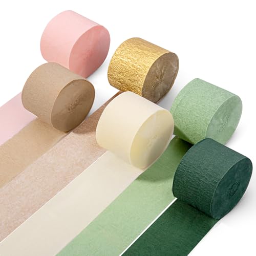 Riqiaqia Wedding Party Decorations, 6 Rolls Sage Green Crepe Paper Streamers or Green Boho Wedding, Bridal Shower, Bachelorette, Woodland Party Supplies Decor