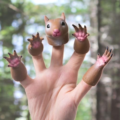Squirrel Finger Puppet Tiny Hands Theater Prop, Funny Gag Gift for White Elephant, Easter Basket Swap, Adults and Kids