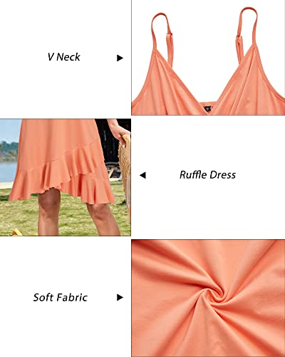 Image of ULTRANICE Womens Summer Dresses Floral V Neck Ruffled Hem Spaghetti Spring Casual Beach Outfits Flowy Wrap Sun Dress
