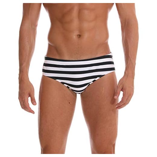 KPPONG Slips de Bain Homme Sexy Mode String Shorts de Bain à Rayures Imprimé Soldes Taille Basse Respirant Shorty Maillot de Bain pour Natation/Plage