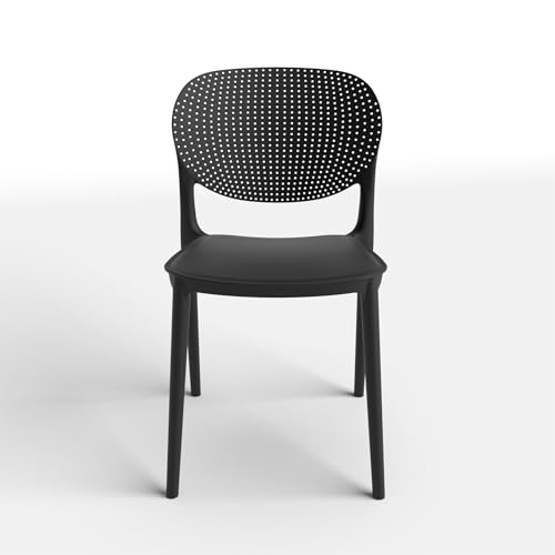 Image of INNOWIN Casper Stackable Arm Chair | Accent Chair for Living Room Home, Bedroom, Cafe and Hotels | 3- Year Warranty | Plastic | Black
