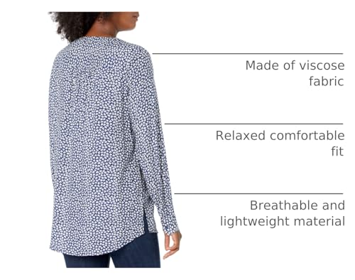 Amazon Essentials Blusa Tejida de Manga Larga Mujer, Azul Marino Blanco Pétalos, M