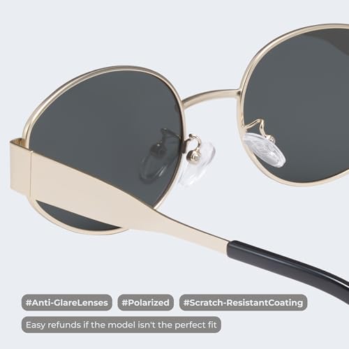 livho Retro Polarized Sunglasses - UV400 Protection, Oval Shape, Metal Frames - Matching Soft Case Inlcuded by livho - Image 3