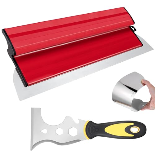 Spatule Enduit Lissage Set, 40cm Couteau Enduit Lisse, Lame En Acier Inoxydable Outil de Spatule, Couteau à Plâtre, Ensemble Spatule Enduit, pour...