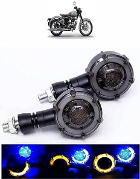 Vagary Front, Rear LED Indicator Light for Royal Enfield Universal For Bike (Yellow, Blue)