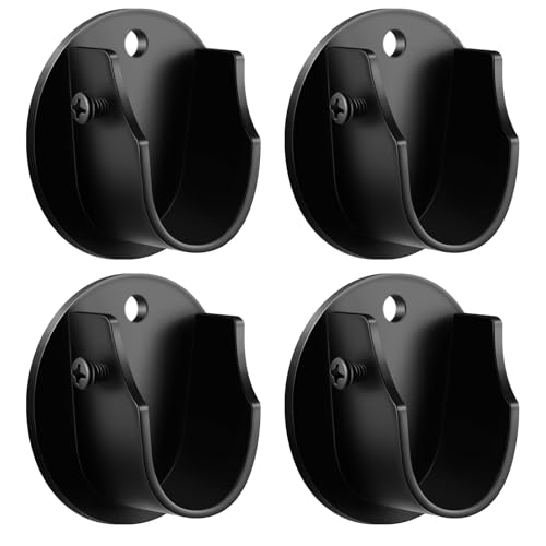 Weysat 4 Pieces 7/8 to 1 Inside Mount Curtain Rod Bracket Socket Stainless Steel Curtain Rod Holders for Wall Window Frame and Closet(Black)