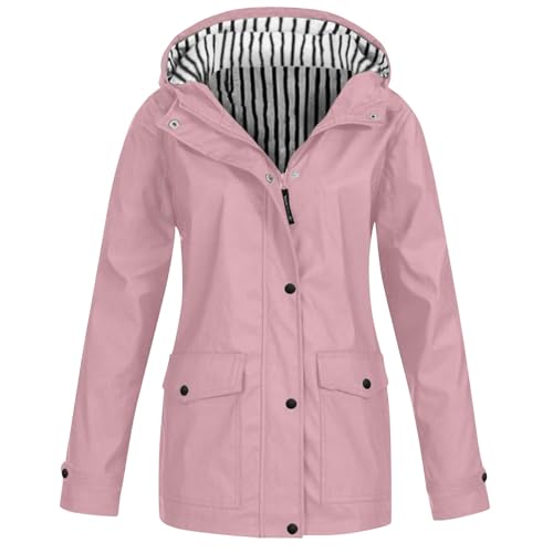 Chaqueta informal para viajar y senderismo cortavientos impermeable con capucha HUIFUAO