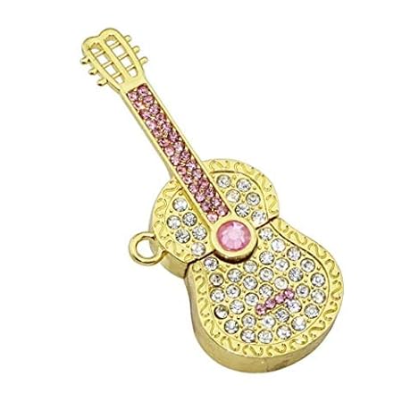 Microware 8GB Guitar Golden Jewellery Shape Designer Pen Drive