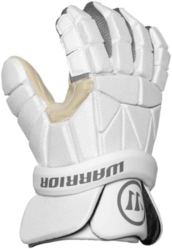 Warrior Evo Lite Lacrosse Gloves, White (Large, 13")