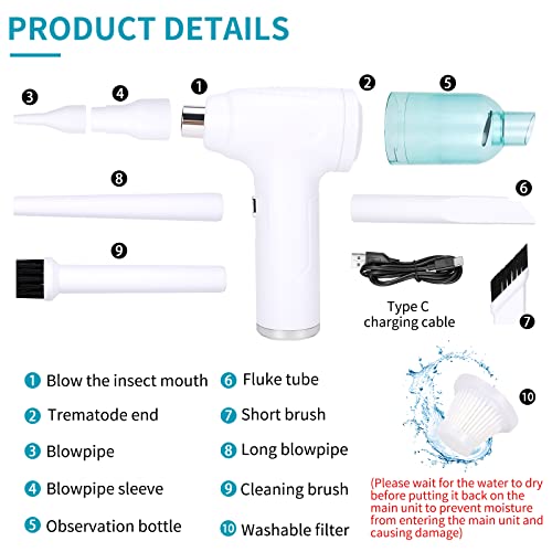 Yozreo Vacuum Bug Catcher Spider And Insect Traps Catcher Blow Away Bugs Pest Control,Insects And Handheld Bug Catcher With Brush Head Fluke For Stink Bug,Beetle,White Pest Suction Trap #TOP5