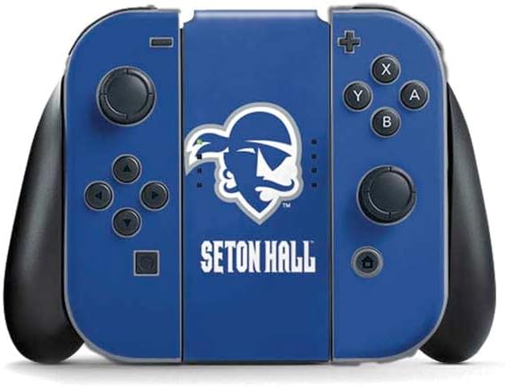Skinit Decal Gaming Skin Compatible with Nintendo Switch (2017-2021) Joy-Con Controller - Officially Licensed Seton Hall University Pirate Blue Design