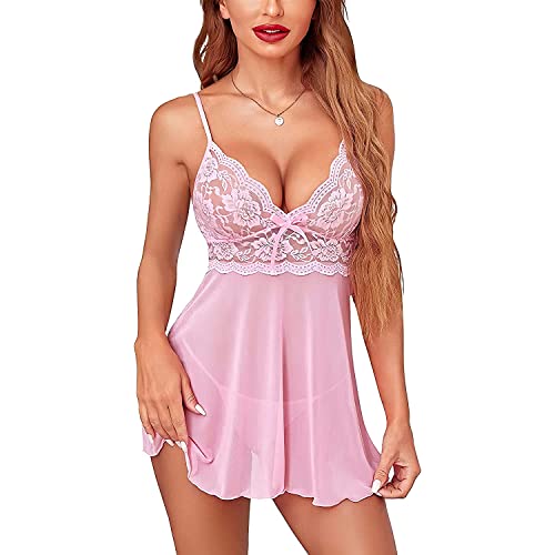 Image of XCUTE Lace Babydoll Lingerie for Honeymoon, Babydoll Night Wear for Women, Night Dresses for Women, Ladies Night Dress, Transparent Net Nighty for Sexy Women with G-Sting Panty