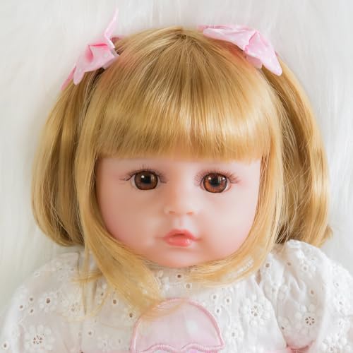 Muñeca Reborn 16 pulgadas ENADOLL cabello rubio miniatura 2