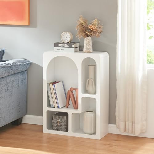 [en.casa] Bibliothèque Design Intemporel Étagère Autoportante avec 4 Compartiments de Rangement Ouverts Meuble de Stockage pour Salon Bureau Chambre MDF 80...