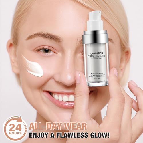 Concealer Cover Cream, Flawless Colour Changing Warm Skin Tone Foundation Makeup, Base Nude Face Liquid Cover Concealer (2 pcs)