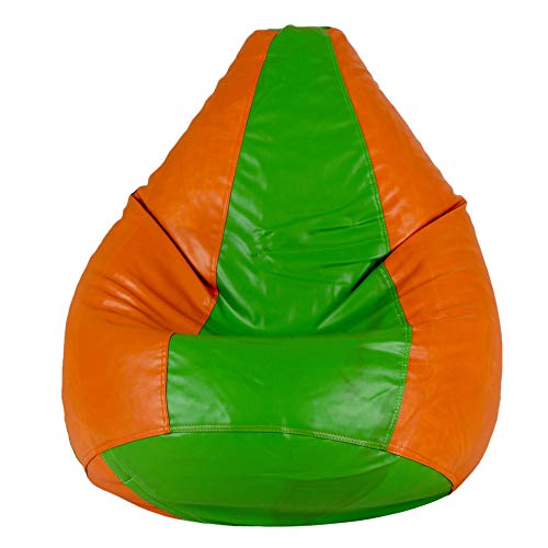 Image of GUNJ Bean Bag Filled with Beans Large Size - (Orange Green-1)