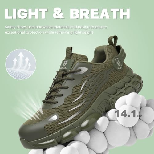 Image of Hogent Steel Toe Shoes for Men Women, Ultra Lightweight Premium Comfortable Work Sneakers, Puncture Proof Air Cushioned All‑Day Wear Safety Toe Shoes for Industrial Construction Warehouse Factory Work