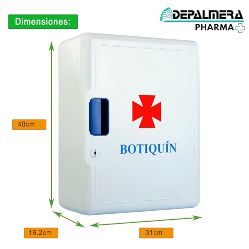 DEPALMERA Pharma✮ Armario Botiquin Primeros Auxilios Grande de Pared Casa Mutua Botiquines Homologados Hogar y Trabajo Completo para Entorno Doméstico Laboral Empresarial de 40cm x 31cm x 16,2cm. - imagen 5