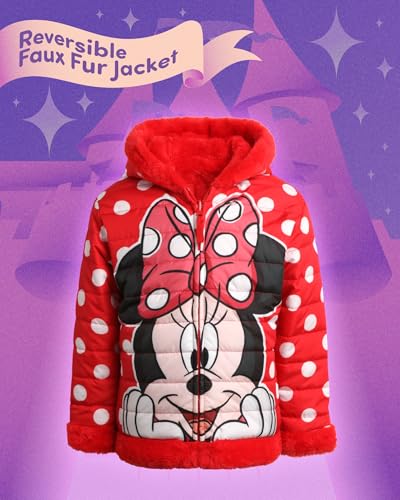 Disney Toddler Girls Winter Coat - Reversible Quilted Hooded Puffer Jacket - Insulated Faux Fur Lined Jacket for Girls (2T-8)2
