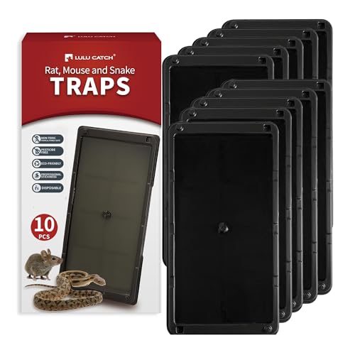Image of LULUCATCH Mouse Glue Traps 10 Pack, Larger & Heavier Plastic Sticky Glue Traps with Extra-Strong Adhesive for Mice, Rats, Sticky Mouse Trap for Indoor Use, Easy to Set