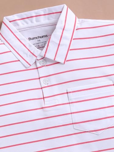 Image of Bumchums Boys Casual Regular Fit Polo Half Sleeve T-Shirt for Kids, Boys, Striped Printed