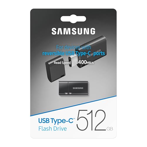 Image of SAMSUNG Type-C 512GB USB 3.2 Flash Drive, 400MB /s, External Memory and Storage for Computers, Mobile Devices, MUF-512DA4 /AM, Gray, 2024