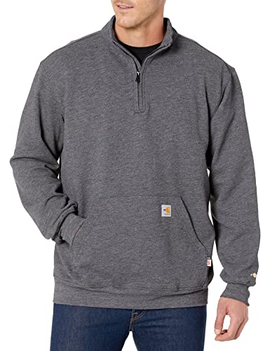Carhartt Men's Flame Resistant Force Loose Fit Midweight Quarter-Zip Sweatshirt, Black Heather, X-Large #TOP13