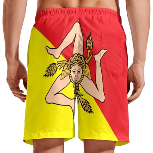 Sicilian Flag Men's Swim Trunks Beach Shorts with Pockets Athletic Pant S3