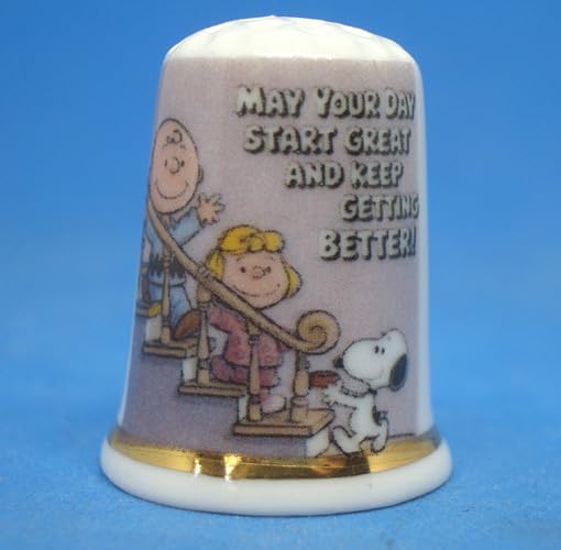 Porcelain China Thimble - May Your Day Start Great - with Display Box