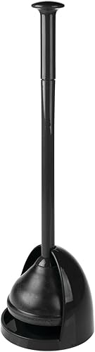 mDesign Juego de émbolo de inodoro de plástico independiente con soporte, émbolo para almacenamiento y organización de limpieza, resistente, ahorro