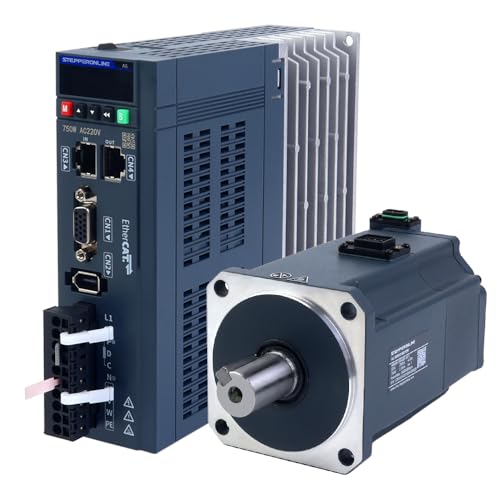 STEPPERONLINE AC Servomotor kit EtherCAT A6 Serie 750W Servomotor 3000rpm 2,39Nm mit Bremse 17 Bit Absolutwertgeber IP67 + 750W EtherCAT AC Servomotortreiber+ 3.0M Kabels