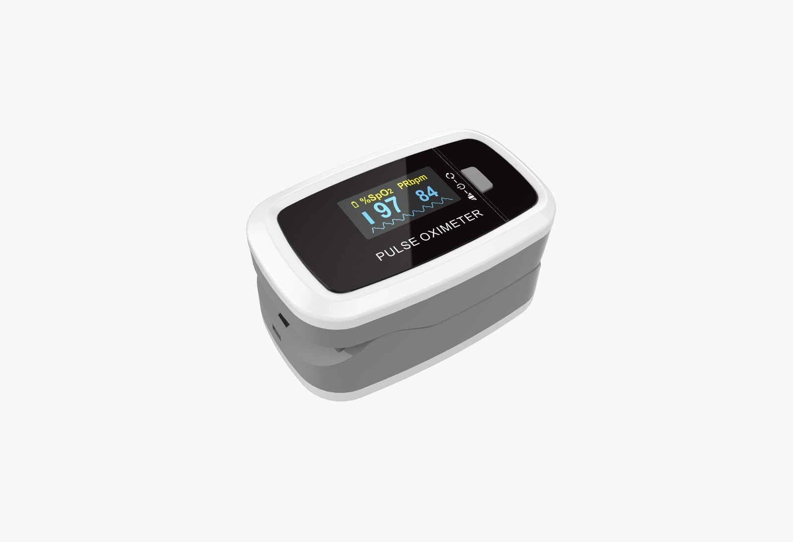Pulsossimetro da Dito CMS50D1 - Saturimetro Professionale con Display OLED a Colori Orientabile in 4 Posizioni, Misurazione SpO2, Frequenza Cardiaca, Onda Pletismografica - Basso Consumo, Incluse Pile