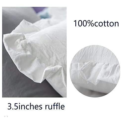 Meaning4 White Euro Pillow Shams Throw Pillow Covers Square Cushion Cases With Ruffle Egyptian Cotton 18 X 18 Inch 2Pcs… #TOP5