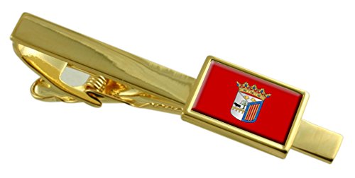 Clip de corbata de oro de Salamanca con bandera de España grabado elegante