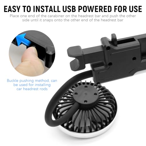 Image of STHIRA Fan for Car Back Seat Car USB Fan with Dual Head 3-Speed Adjustable Cooling Air with 360 Rotation Independent Switch USB for Compact Design For Auto Headrest,Ideal Cars /SUVs