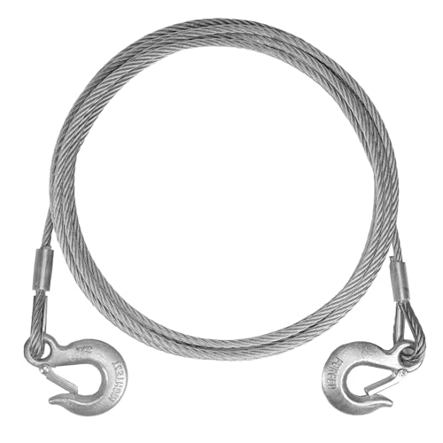 JEXTRA Galvanized Steel Winch Cable, 5/16” x 20ft Wire Rope with Hook, 9,000 lbs Breaking Strength, Heavy Duty Towing Cable, for Rollback, Crane, Wrecker, Tow Truck, UTV
