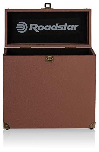 Roadstar BOX-TT1 opbergdoos voor platen, capaciteit tot 35 vinyl (hardcase, register, bruin, universeel, effen kleurig)