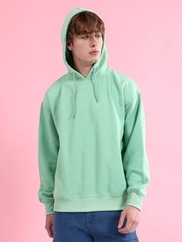 Image of The Indian Garage Co Men Regular Fit Solid Overhead Hooded Sweatshirt