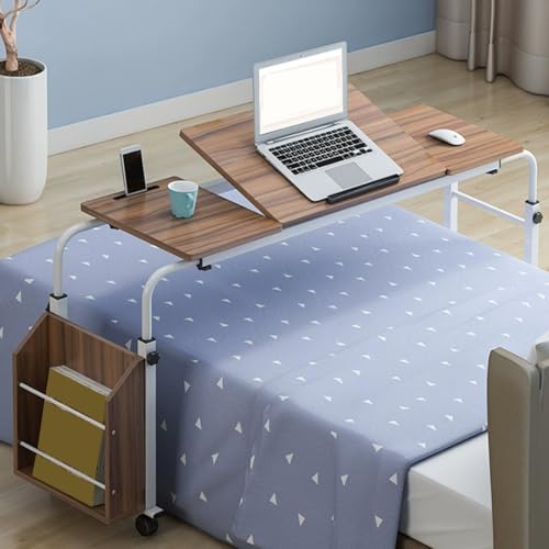 Table de lit à roulettes pour le télétravail au lit ou sur le canapé en marron
