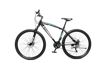 Boop MTB 27.5 Inch Wheels with 21 Speed Shimano Gears and Dual DISC Brakes Front Suspension Mountain Bikes/Bicycles/Cycles Ideal for Unisex-Adult (Blue) (27 in, Black)