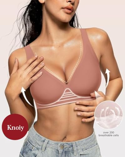 Image of Seamless Wireless Bra for Women | No Underwire Deep V Invisible T-Shirt Bra | 360 Support | Adjustable Straps | Soft Comfortable Everyday Bra