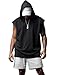 Lomon Herren Tank Top Ärmelloser Muskelshirt Hoodie Workout Sport Fitness Unterhemden mit Handytaschen Schwarz S