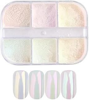 Chrome Nail Powder,6 Grids Aurora Powder for Nails,Shell Powder Mirror Effect Nail Powder for DIY Nail Art Decoration Pigment Body Face Decoration