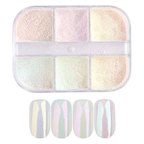 Chrome Nail Powder,6 Grids Aurora Powder for Nails,Shell Powder Mirror Effect Nail Powder for DIY Nail Art Decoration Pigment Body Face Decoration Cover