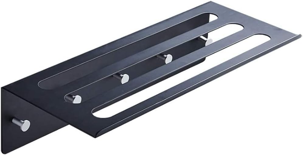 Space-Saving Aluminium Towel Rack - Black Perforated Bathroom Towel Holder, Stylish Bath Towel Shelf for Modern Bathrooms, Durable and Sleek Design for Efficient nization