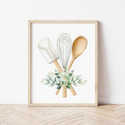 Ustensiles de cuisine toile art peinture KEBIA deco cuisine scandinave murale salle a manger