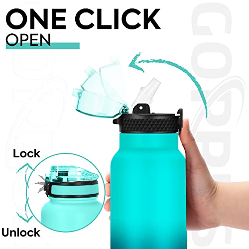 GOPPUS 750ml/26oz Stainless Water Bottle with Straw Double Wall Insulated Bottles with Strap Reusable Vacuum Thermal Flask Leakproof Keep Cold Drinks Bottles with Flip Top Lid for Men Women BPA Free - Image 4